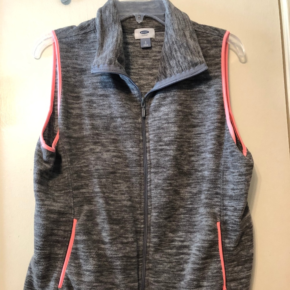 NEON TRIMMED FLEECE VEST WITH ZIPPER